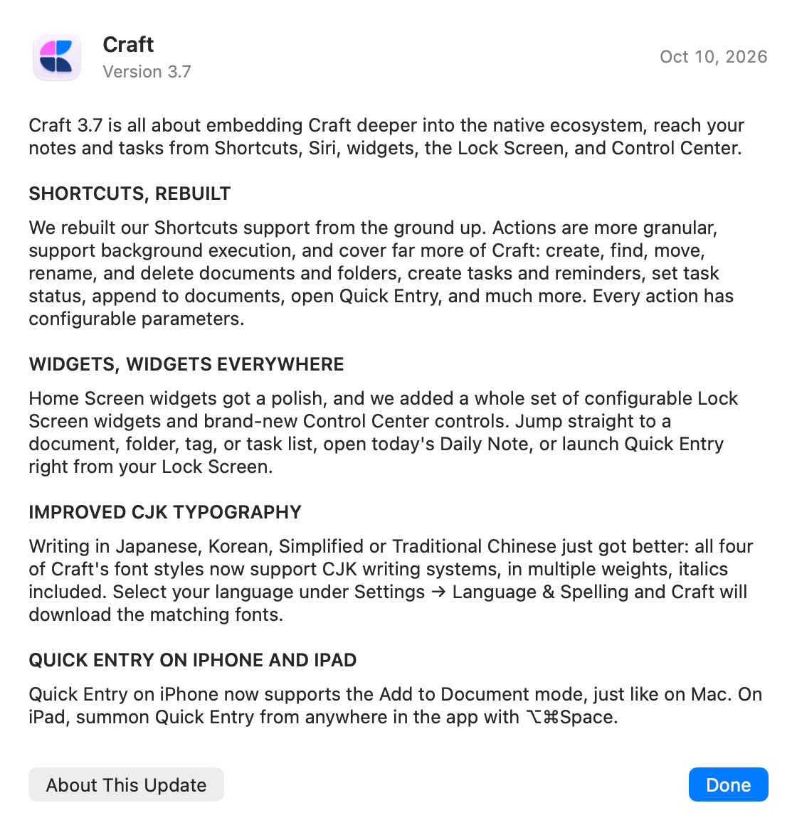 Release notes for Craft 3.7 in Upto, in English as published